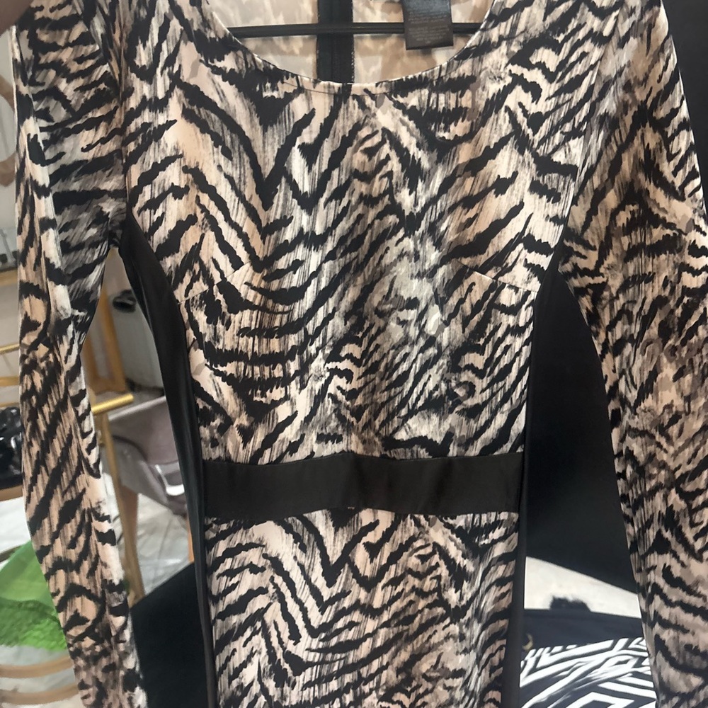 Stylish Zebra Print Long Sleeve Dress